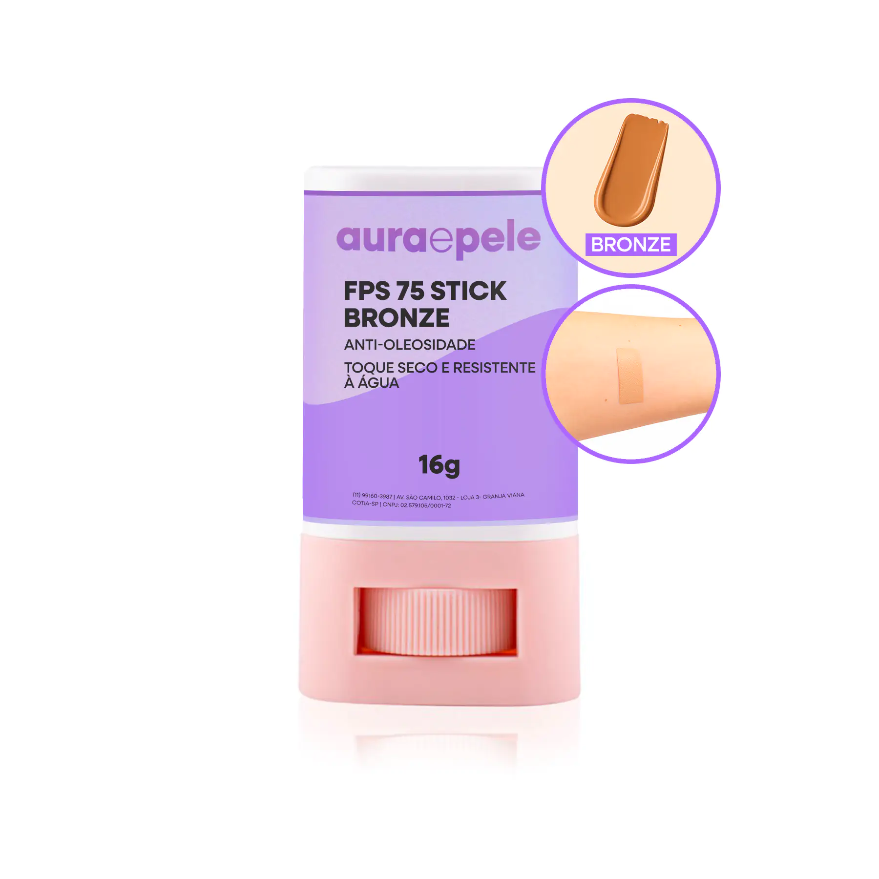 FPS 75 Stick Bronze | Anti-oleosidade / Toque seco e resistente à água | 16g